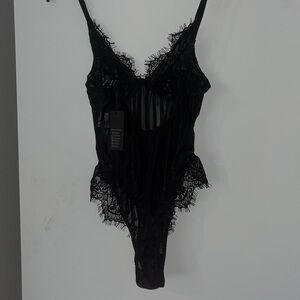 NWT -Black lacy bliss bodysuit.